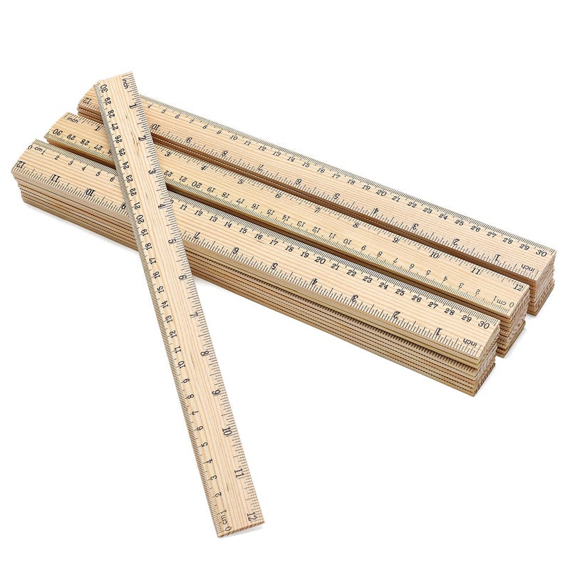 SZLFSX 120 Pack Wooden Ruler 12 inch Rulers Bulk Wood Measuring Ruler Office Ruler 2 Scale - Image 1